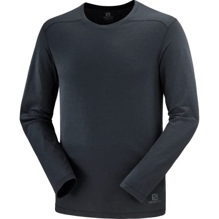 Black Salomon Essential Long Sleeve Men's T-Shirts | PH 94268V